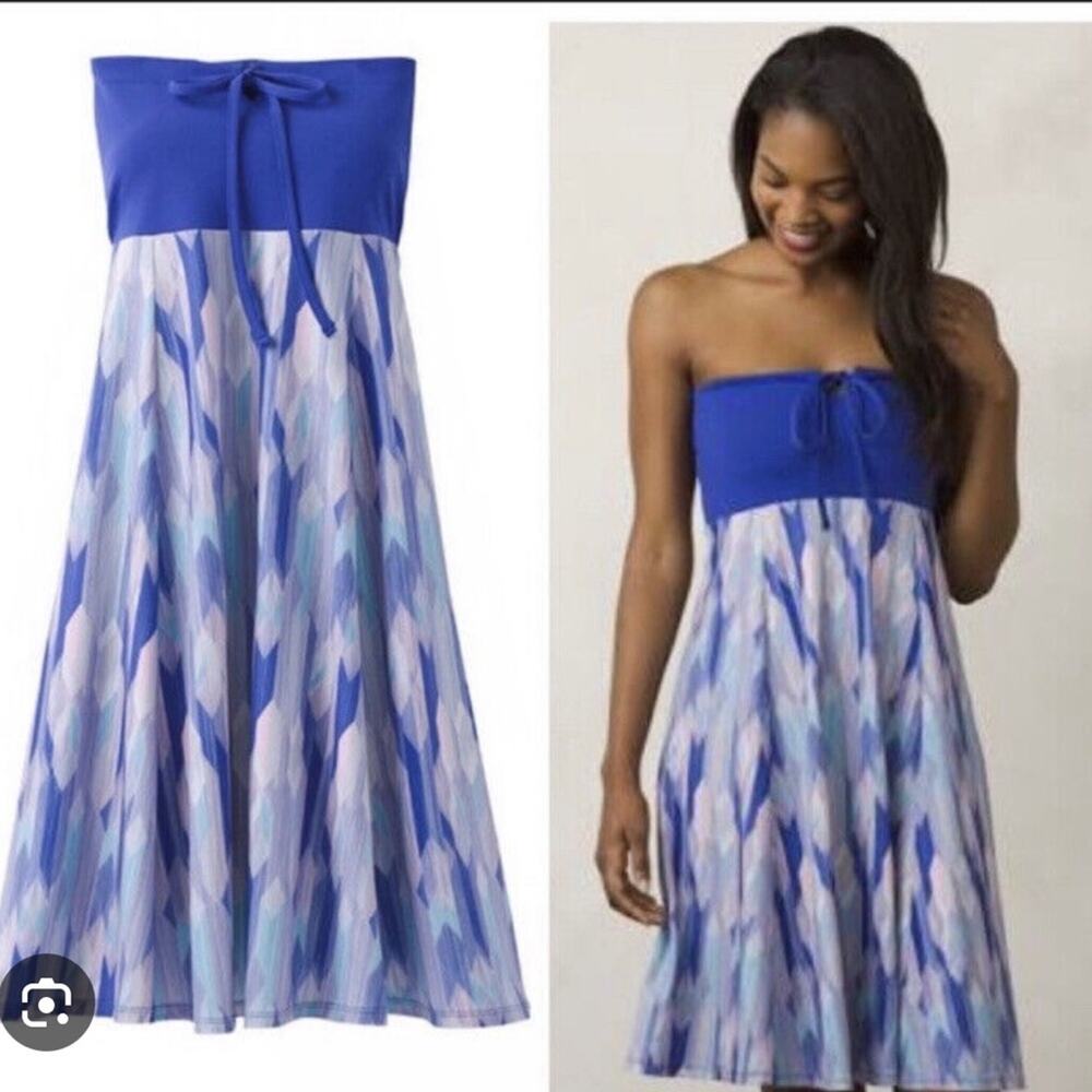 Prana Solana Convertible Halter/Strapless Dress with Patterned Skirt size Medium